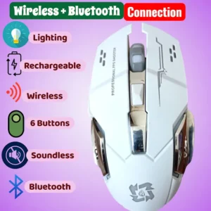 Wireless / Bluetooth Mouse Ergonomic Design Rechargeable 2.4GHz 2400DPI 6 Button Colorful Breathing Light Mouse for Gaming