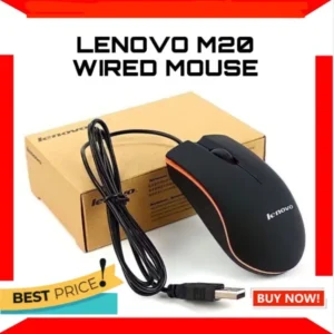 LENOVO-M20 Wired Usb Mini Mouse - Desktop Optical Mouse Usb Wired Compatible With Windows Pc Desktop Computer & Laptop Black